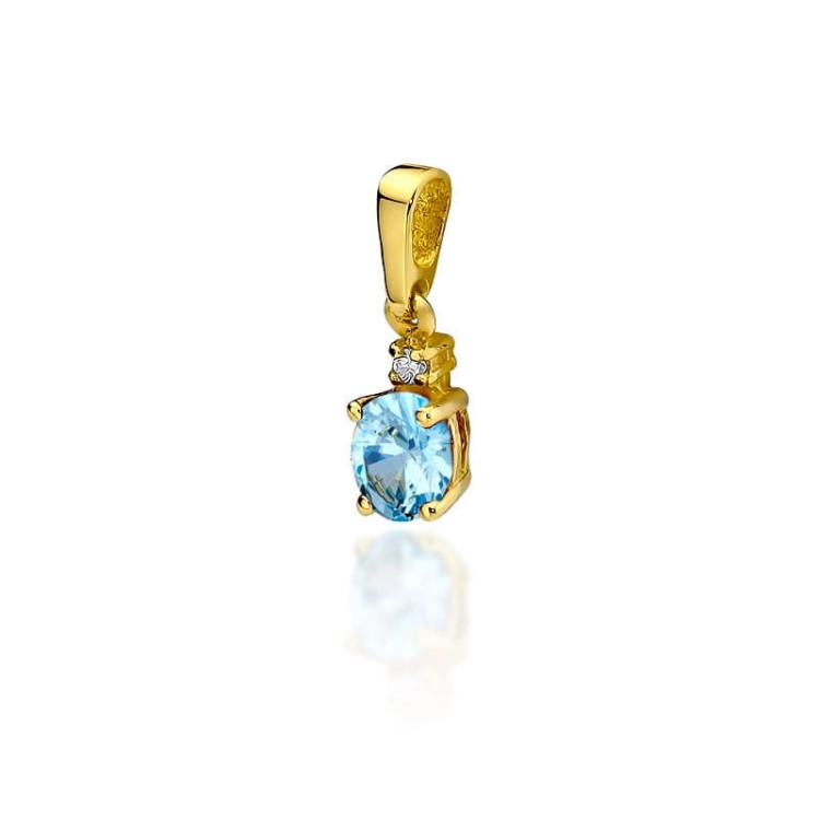 Zawieszka z żółtego złota 585 z topazem i diamentem 0,014ct The Diamonds