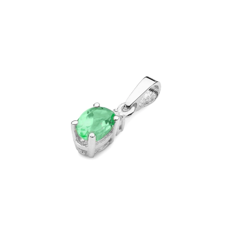 Zawieszka z białego złota 585 z szmaragdem i diamentem 0,014ct The Diamonds
