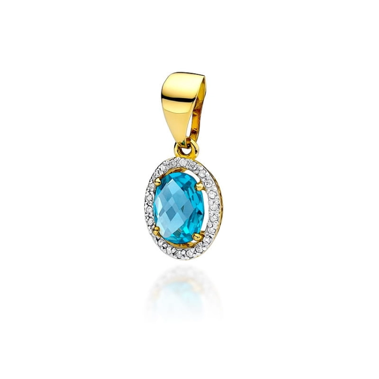 Zawieszka z żółtego złota 585 z topazem i diamentami 0,11ct The Diamonds