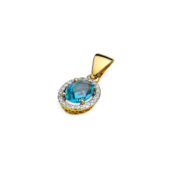 Zawieszka z żółtego złota 585 z topazem i diamentami 0,11ct The Diamonds