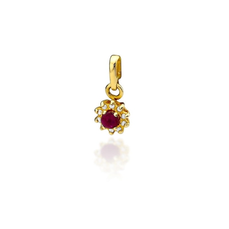 Przejdź do produktu Zawieszka z żółtego złota 585 z rubinem i diamentami 0,09ct The Diamonds