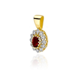 Zawieszka z żółtego złota 585 z rubinem i diamentami 0,10ct The Diamonds