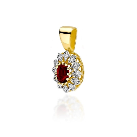 Przejdź do produktu Zawieszka z żółtego złota 585 z rubinem i diamentami 0,10ct The Diamonds