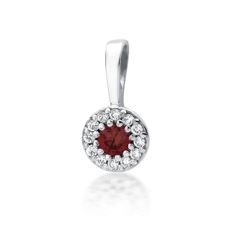 Przejdź do produktu Zawieszka z białego złota 585 z rubinem i diamentami 0,10ct The Diamonds 