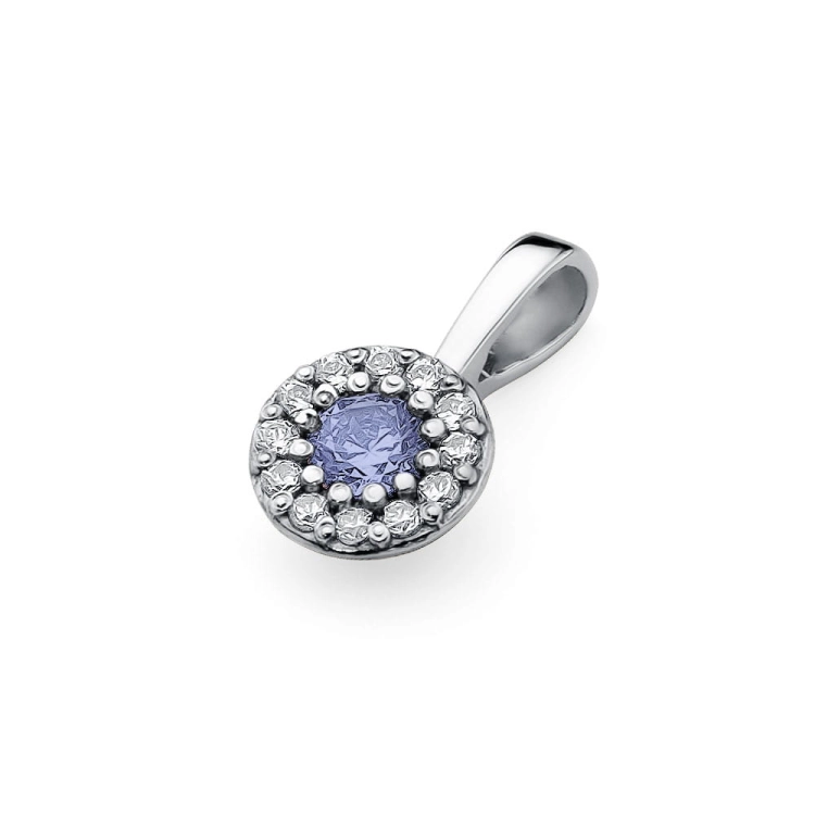 Zawieszka z białego złota 585 z tanzanitem i diamentami 0,10ct The Diamonds