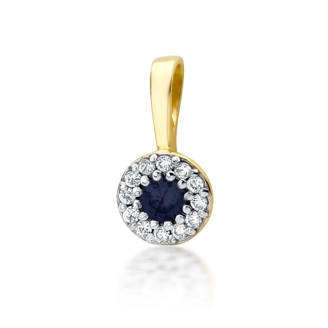 Przejdź do produktu Zawieszka z żółtego złota 585 z szafirem i diamentami 0,10ct The Diamonds