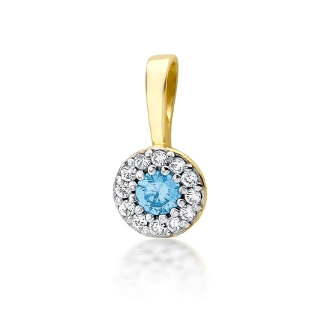 Przejdź do produktu Zawieszka z żółtego złota 585 z topazem i diamentami 0,10ct The Diamonds
