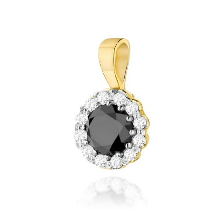 Przejdź do produktu Zawieszka z żółtego złota 585 z czarnym diamentem i diamentami 0,10ct The Diamonds 