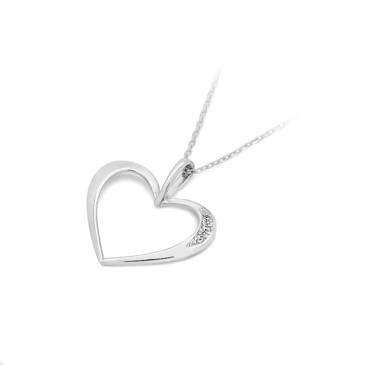 Zawieszka z białego złota serce z diamentami 0,025ct The Diamonds