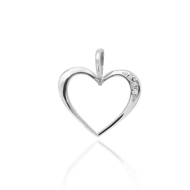 Zawieszka z białego złota serce z diamentami 0,025ct The Diamonds
