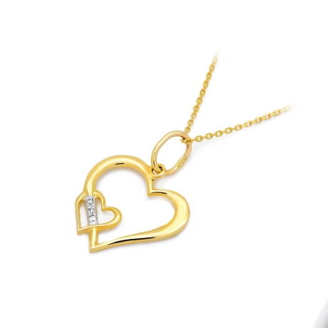 Przejdź do produktu Zawieszka z żółtego złota serce z diamentami 0,015ct The Diamonds