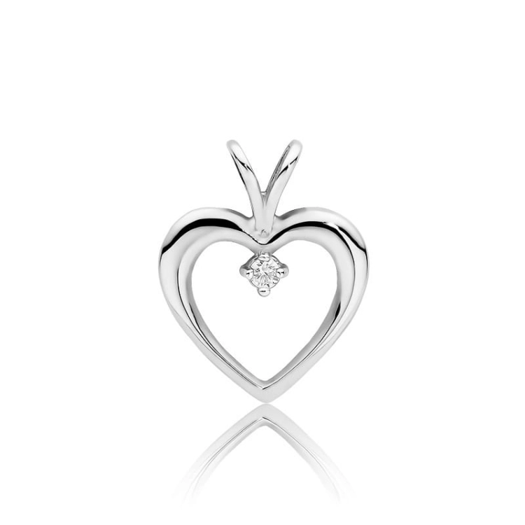 Zawieszka z białego złota serce z diamentem 0,04ct The Diamonds