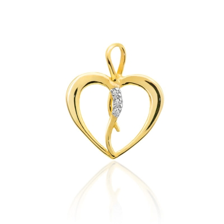 Przejdź do produktu Zawieszka z żółtego złota serce z diamentami 0,025ct The Diamonds 