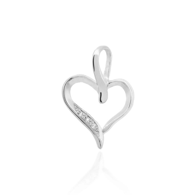 Zawieszka z białego złota serce z diamentami 0,015ct The Diamonds