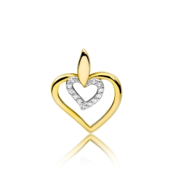 Zawieszka z żółtego złota serce z diamentami 0,06ct The Diamonds