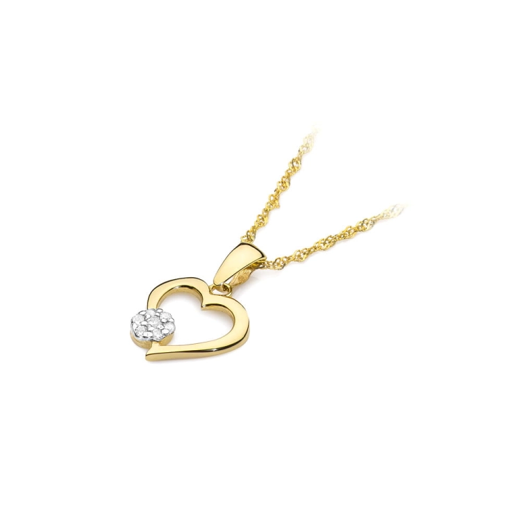 Zawieszka z żółtego złota serce z diamentami 0,06ct The Diamonds
