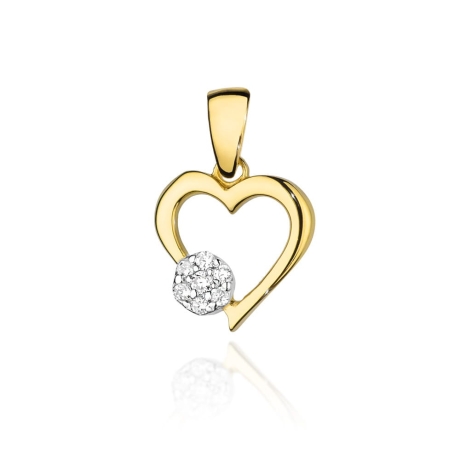 Przejdź do produktu Zawieszka z żółtego złota serce z diamentami 0,06ct The Diamonds