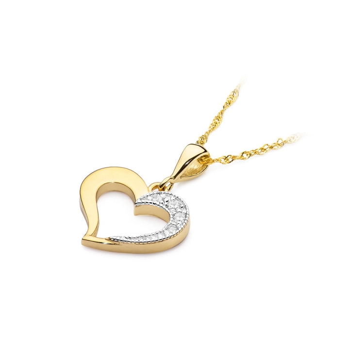 Zawieszka z żółtego złota serce z diamentami 0,06ct The Diamonds