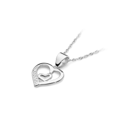 Zawieszka z białego złota serce z diamentami 0,05ct The Diamonds