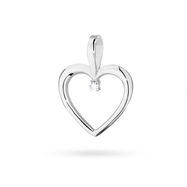 Zawieszka z białego złota serce z diamentem 0,005ct The Diamonds