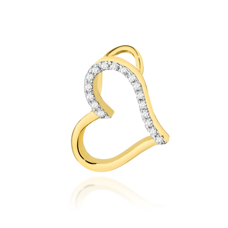 Zawieszka z żółtego złota serce z diamentami 0,08ct The Diamonds