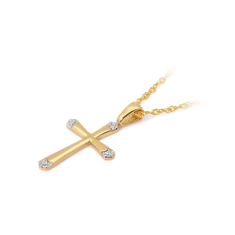 Przejdź do produktu Zawieszka z żółtego złota krzyż z diamentami 0,02ct The Diamonds