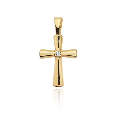 Przejdź do produktu Zawieszka z żółtego złota krzyż z diamentem 0,0145ct The Diamonds