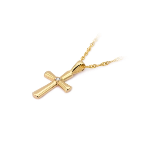 Przejdź do produktu Zawieszka z żółtego złota krzyż z diamentem 0,0145ct The Diamonds