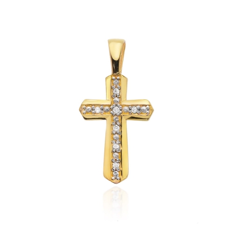 Przejdź do produktu Zawieszka z żółtego złota krzyż z diamentami 0,03ct The Diamonds