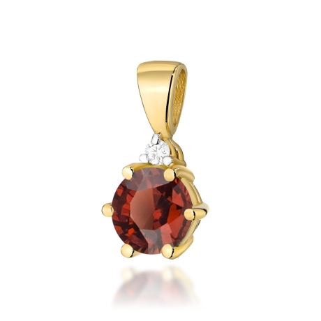 Przejdź do produktu Zawieszka z żółtego złota 585 z granatem i diamentem 0,015ct The Diamonds