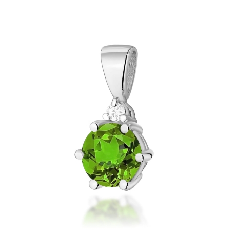 Przejdź do produktu Zawieszka z białego złota 585 z oliwinem i diamentem 0,015ct The Diamonds 
