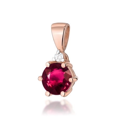 Przejdź do produktu Zawieszka z różowego złota 585 z rubinem i diamentem 0,015ct The Diamonds