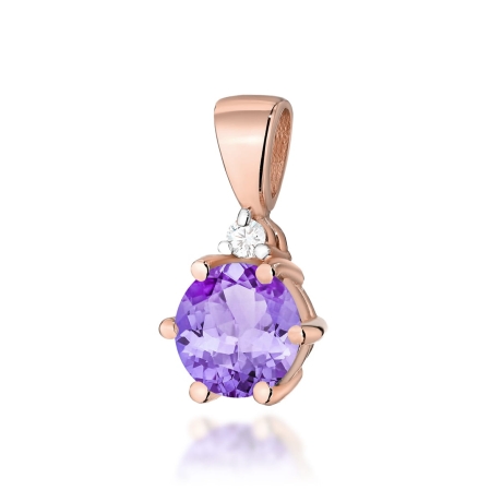 Przejdź do produktu Zawieszka z różowego złota 585 z ametystem i diamentem 0,015ct The Diamonds