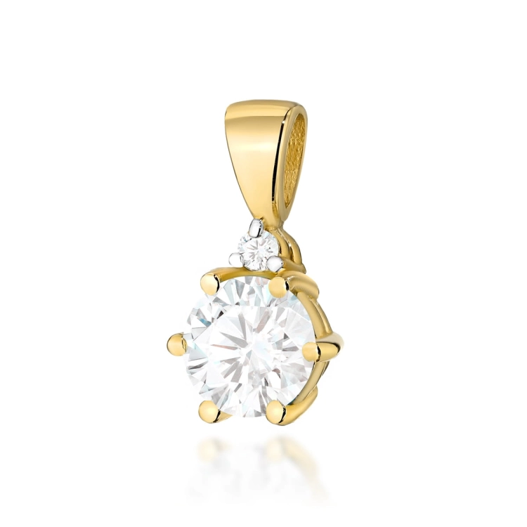 Zawieszka z żółtego złota 585 z białym szafirem i diamentem 0,015ct The Diamonds