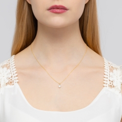 Zawieszka z żółtego złota 585 z białym szafirem i diamentem 0,015ct The Diamonds