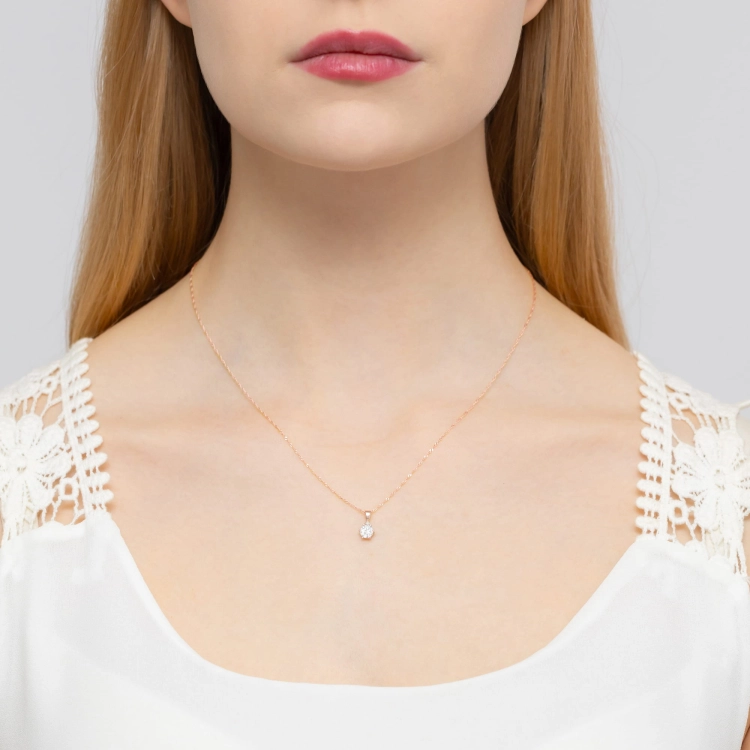 Zawieszka z różowego złota 585 z białym szafirem i diamentem 0,015ct The Diamonds