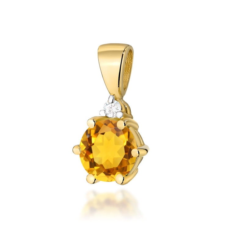 Zawieszka z żółtego złota 585 z cytrynem i diamentem 0,015ct The Diamonds