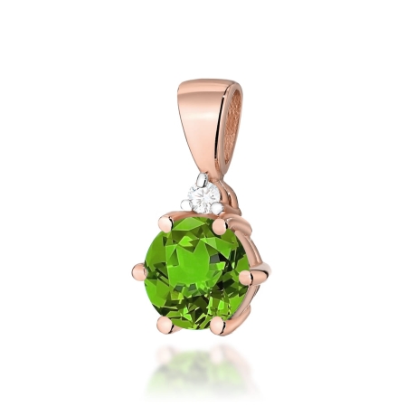 Przejdź do produktu Zawieszka z różowego złota 585 z oliwinem i diamentem 0,015ct The Diamonds