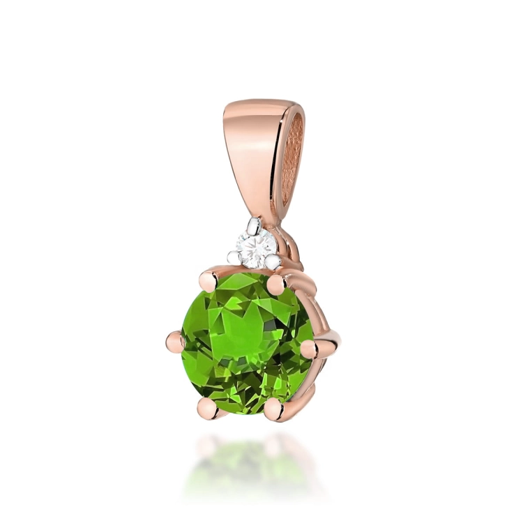 Zawieszka z różowego złota 585 z oliwinem i diamentem 0,015ct The Diamonds
