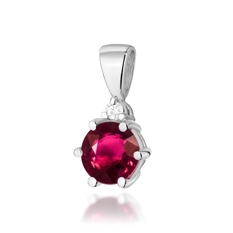 Przejdź do produktu Zawieszka z białego złota 585 z rubinem i diamentem 0,015ct The Diamonds