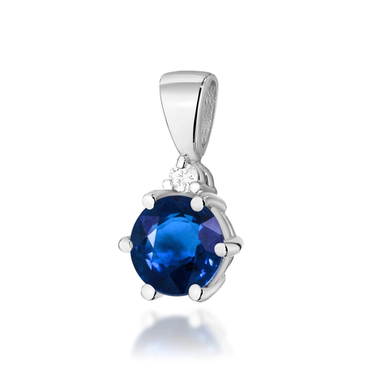 Zawieszka z białego złota 585 z szafirem i diamentem 0,015ct The Diamonds