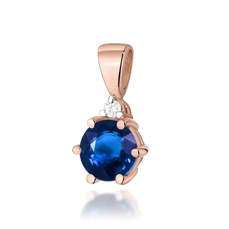 Zawieszka z różowego złota 585 z szafirem i diamentem 0,015ct The Diamonds