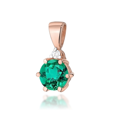 Przejdź do produktu Zawieszka z różowego złota 585 z szmaragdem i diamentem 0,015ct The Diamonds