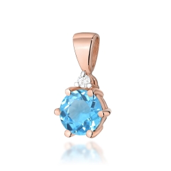 Zawieszka z różowego złota 585 z topazem i diamentem 0,015ct The Diamonds