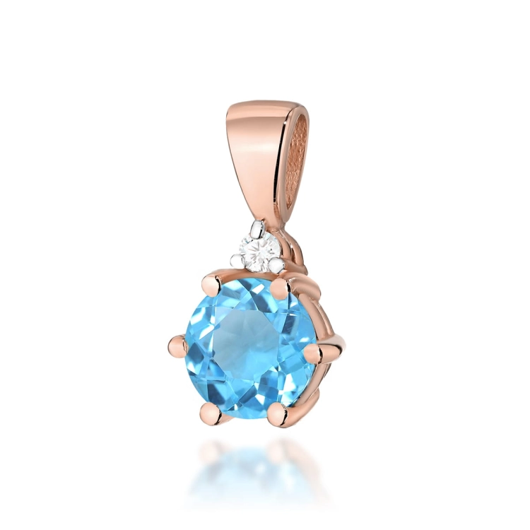 Zawieszka z różowego złota 585 z topazem i diamentem 0,015ct The Diamonds