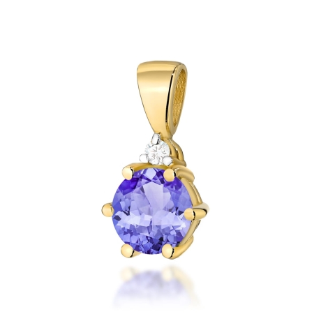 Przejdź do produktu Zawieszka z żółtego złota 585 z tanzanitem i diamentem 0,015ct The Diamonds
