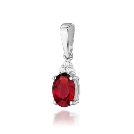 Przejdź do produktu Zawieszka z białego złota 585 z rubinem i diamentami 0,025ct The Diamonds