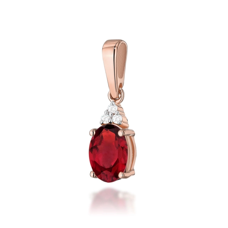 Zawieszka z różowego złota 585 z rubinem i diamentami 0,025ct The Diamonds