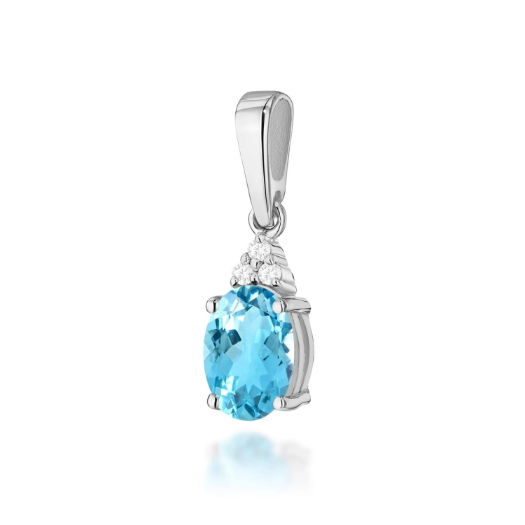 Zawieszka z białego złota 585 z topazem i diamentami 0,025ct The Diamonds