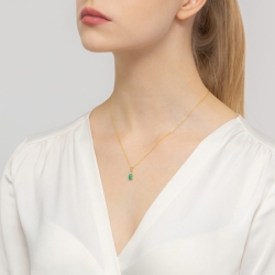 Zawieszka z żółtego złota 585 z szmaragdem i diamentami 0,025ct The Diamonds